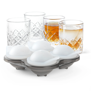 Final Touch Yarai Shiver Ice Ball Shots 4 Glasses with Ice Ball Tray