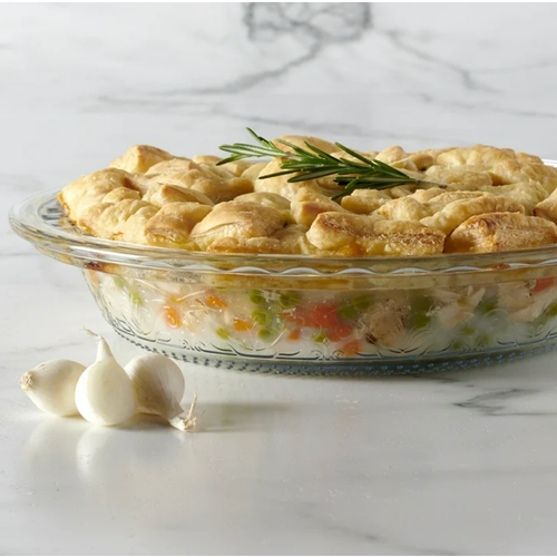 Anchor Hocking Laurel Embossed Pie Dish 9.5 Inch