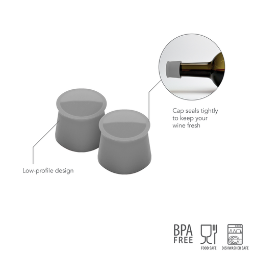 TOVOLO Silicone Wine Caps Set of 2 Oyster Grey