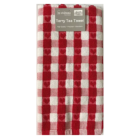Tea Towel Hearts Red