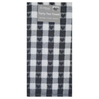 Tea Towel Hearts Charcoal