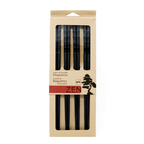Zen Cuizine Chopsticks Zen Set of 4 Black