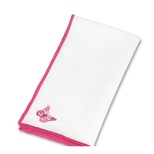Abbott Napkin Stitched Butterfly Pink Abbott Napkin Stitched Butterfly Pink