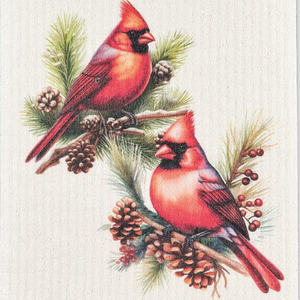 Abbott Swedish Cloth Cardinals and Pine Cones Abbott Swedish Cloth Cardinals and Pine Cones