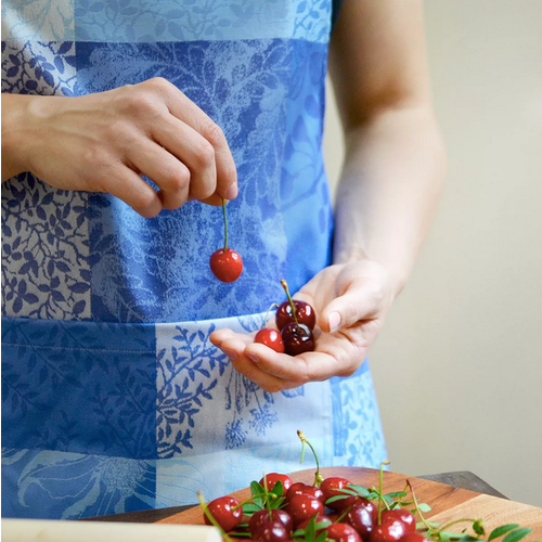 Garnier Thiebaut Apron Mille Rameaux Bleu Coated Cotton Garnier Thiebaut