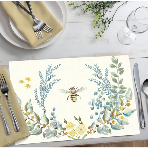 CounterArt Placemats Premium Paper Bee Crest 24pk