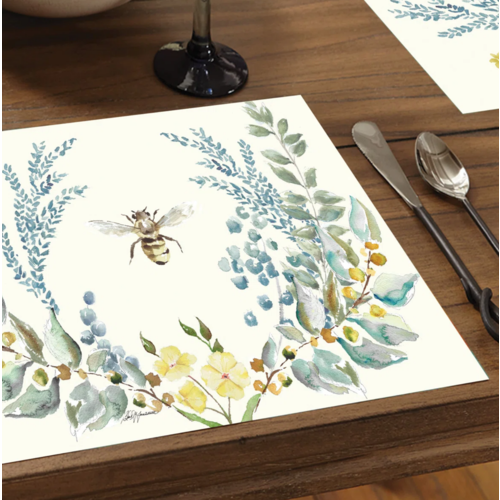 CounterArt Placemats Premium Paper Bee Crest 24pk
