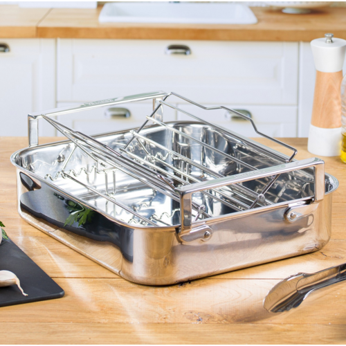 Cristel USA Inc. CRISTEL Roaster 3 Ply 15 x 12.5 inches with Rack and Thermometer