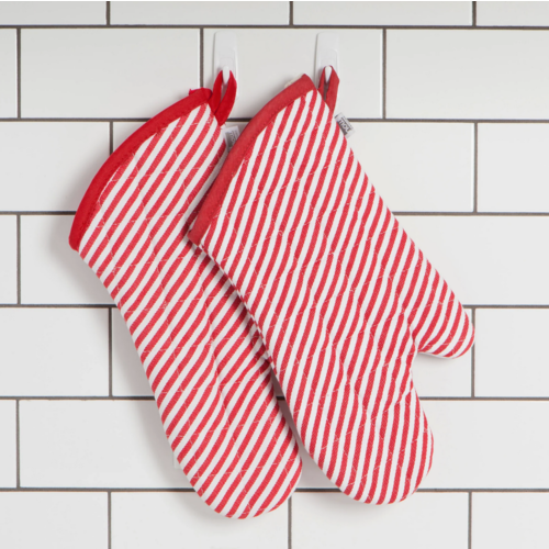 Now Designs Oven Mitt Set Red Stripe