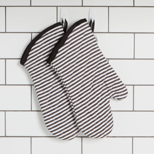 Now Designs Oven Mitt Set Narrow Stripe Black
