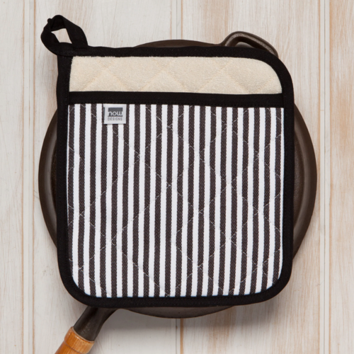 Now Designs Pot Holder Superior Narrow Stripe Black