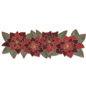 Abbott Runner Beaded Poinsettias