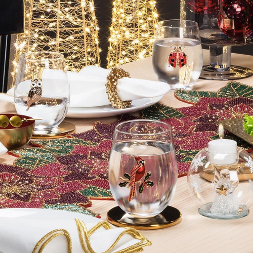 Abbott Runner Beaded Poinsettias