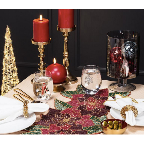 Abbott Runner Beaded Poinsettias