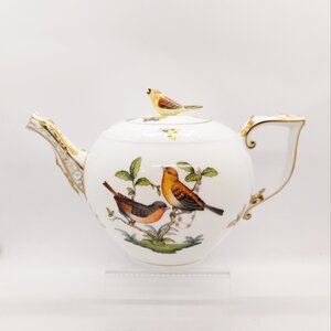 Herend Teapot Bird Knob Rothschild Bird
