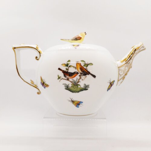 Herend Teapot Bird Knob Rothschild Bird
