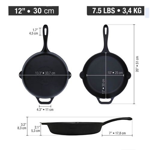 Victoria Cast Iron Skillet 12" Victoria