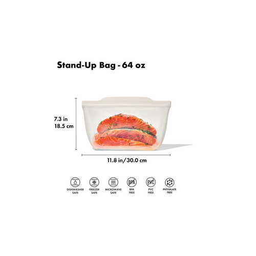 OXO OXO Reusable Stand-Up Bag Oat 64 oz OXO OXO Reusable Stand-Up Bag Oat 64 oz