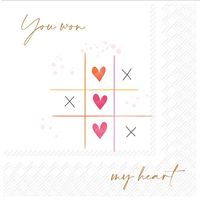 Napkin Lunch Paper Love Tic Tac Toe Rose