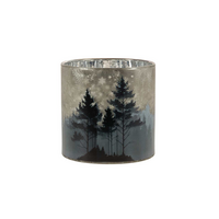 Pillar Holder Christmas Trees Grey/Silver 6"