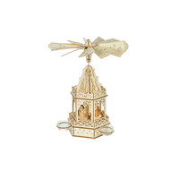 Wood Rotary Tealight Holder with Angels