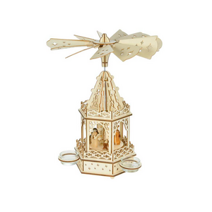 Christmas Tradition Wood Rotary Tealight Holder with Angels Christmas Tradition Wood Rotary Tealight Holder with Angels
