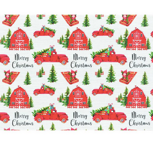 Christmas Tradition Placemat Red Trucks and Barn Christmas Tradition Placemat Red Trucks and Barn