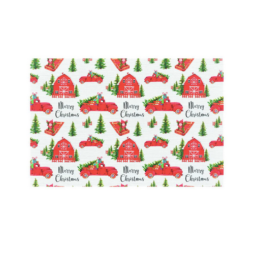 Christmas Tradition Placemat Red Trucks and Barn Christmas Tradition Placemat Red Trucks and Barn