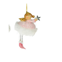 Tree Ornament Pink Angel with Star 3"
