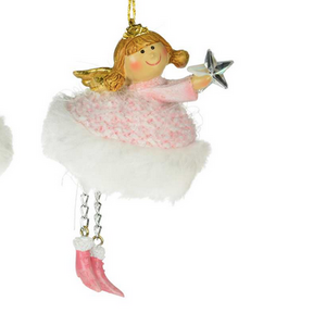 Christmas Tradition Tree Ornament Pink Angel with Star 3" Christmas Tradition Tree Ornament Pink Angel with Star 3"