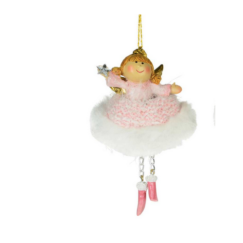 Christmas Tradition Tree Ornament Pink Angel with Star 3" Christmas Tradition Tree Ornament Pink Angel with Star 3"