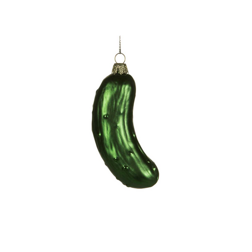 Christmas Tradition Tree Ornament Glass Green Pickle 3.5"