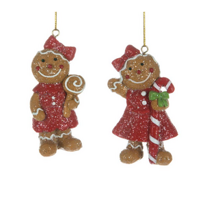 Christmas Tradition Tree Ornament Gingerbread Girl Red Dress Assorted 3"
