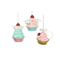 Tree Ornament Cupcake with Mouse Pink/Blue Assorted 4.5"
