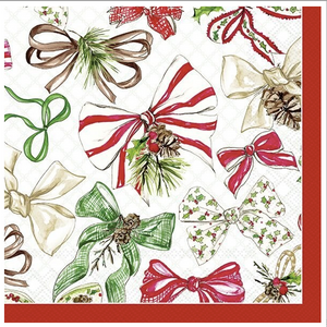 IHR Napkin Cocktail Paper Christmas Bow Red