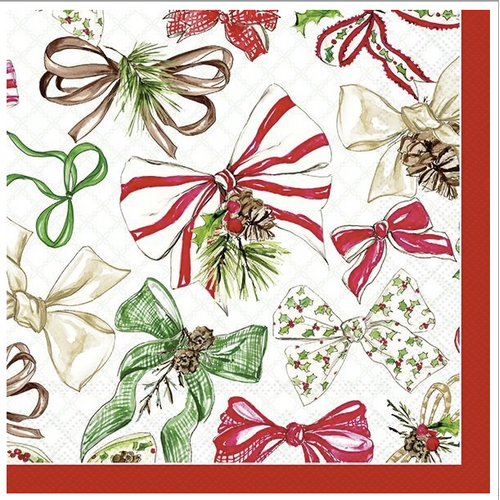 IHR Napkin Cocktail Paper Christmas Bow Red IHR Napkin Cocktail Paper Christmas Bow Red