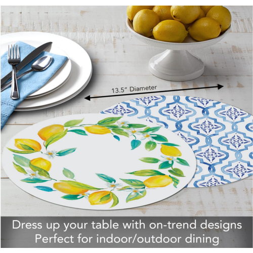 CounterArt Placemat Reversible Round Lovely Lemons