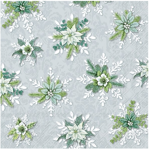 IHR Napkin Lunch Paper Blooming Snowflakes IHR Napkin Lunch Paper Blooming Snowflakes