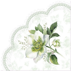 IHR Napkin Lunch Paper Round Classic Christmas Rose IHR Napkin Lunch Paper Round Classic Christmas Rose