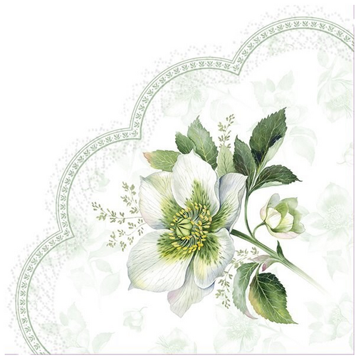 IHR Napkin Lunch Paper Round Classic Christmas Rose IHR Napkin Lunch Paper Round Classic Christmas Rose