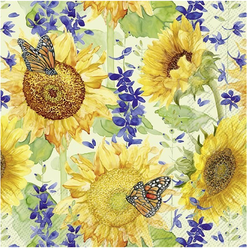 IHR Napkin Lunch Paper Sunflower and Larkspur IHR Napkin Lunch Paper Sunflower and Larkspur