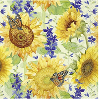 Napkin Cocktail Paper Sunflower and Larkspur