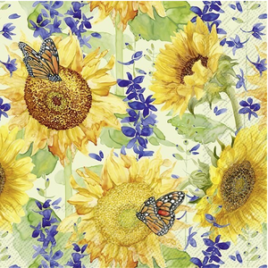 IHR Napkin Cocktail Paper Sunflower and Larkspur