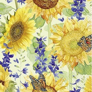 IHR Napkin Guest Paper Sunflower and Larkspur