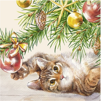 Napkin Lunch Paper Christmas Cat