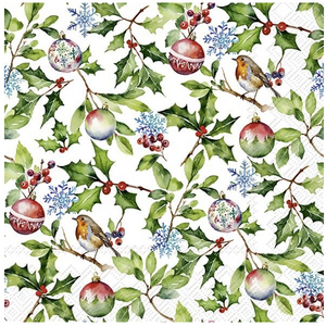 IHR Napkin Lunch Paper Christmas Holly IHR Napkin Lunch Paper Christmas Holly