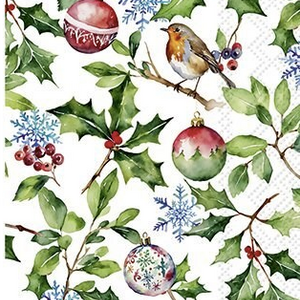 IHR Napkin Guest Paper Christmas Holly