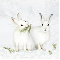 Napkin Cocktail Paper Snow Rabbits