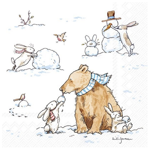 IHR Napkin Cocktail Paper Snow Friends IHR Napkin Cocktail Paper Snow Friends