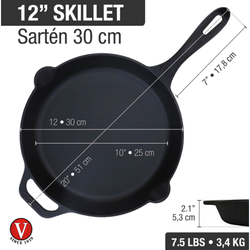Victoria Cast Iron Skillet 12" Victoria